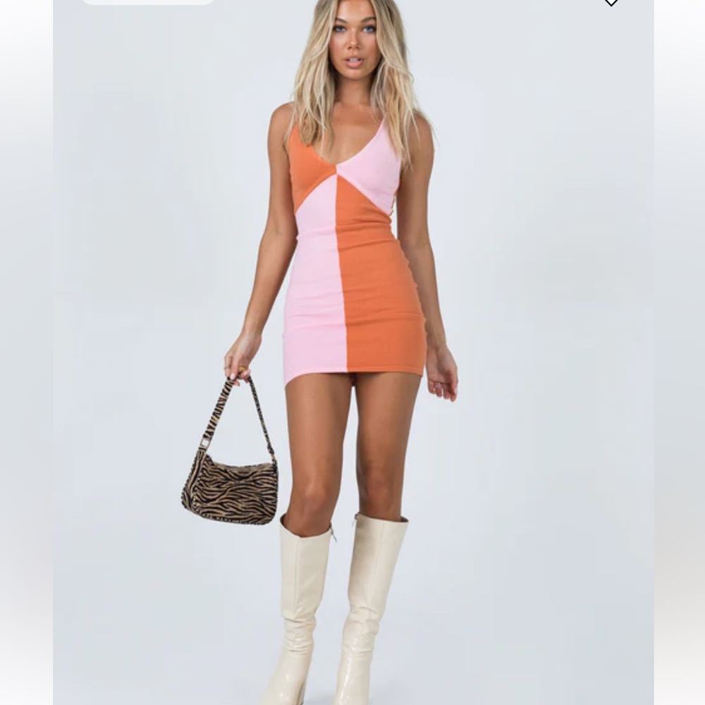 Princess Polly - Pink and Orange Color Block Dress - Sienna Mini Dress Pink